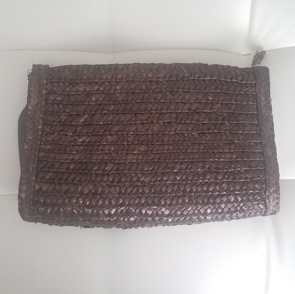 Brown basket weave tropical clutch purse - Picture 4 of 6